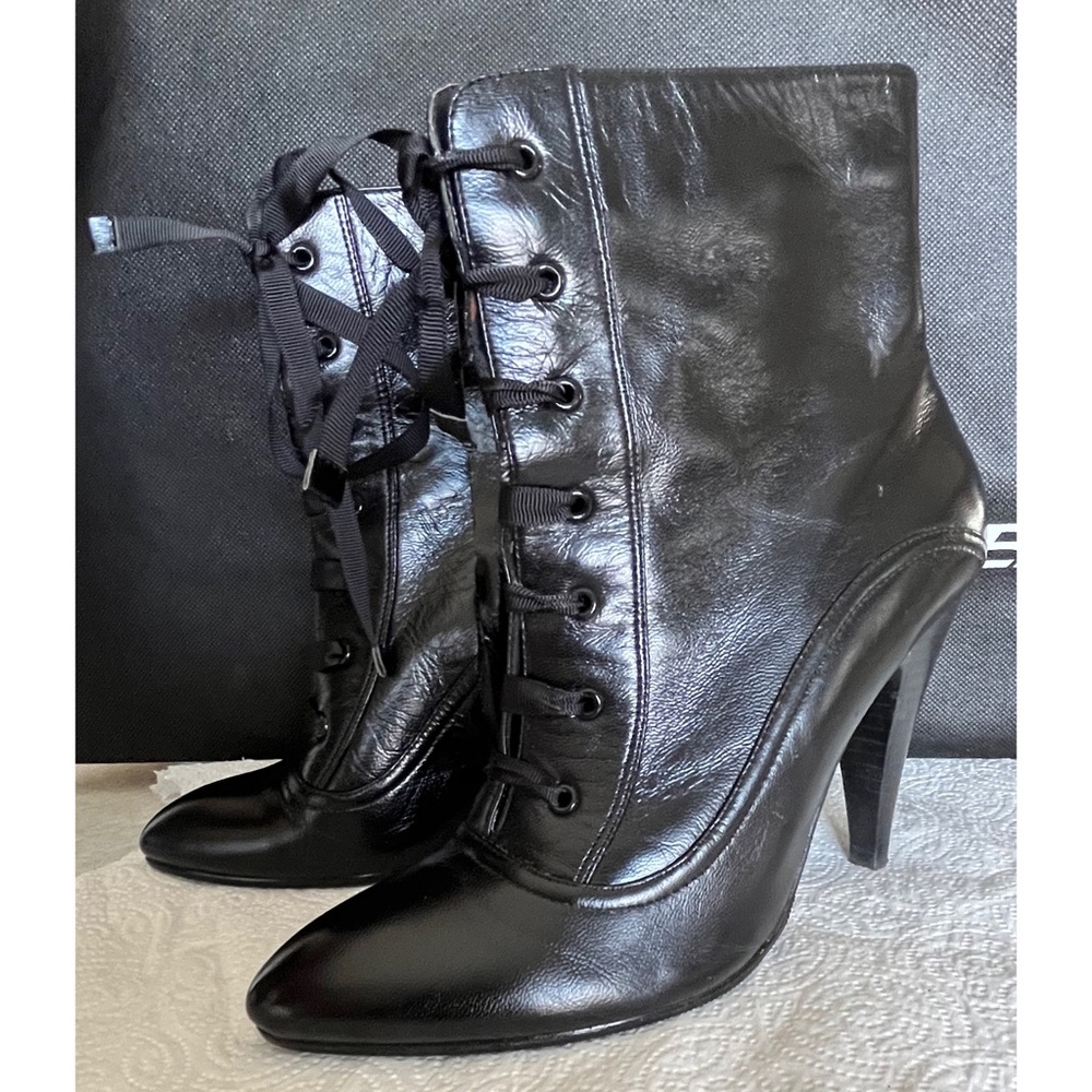 Poetic License Womens Black Lace Up Heel Ankle Boots 5.5/36